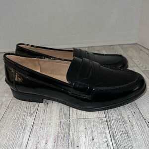 LifeStride Madison Black Patent Faux Leather Penny Loafers Size 6.5 WIDE NEW